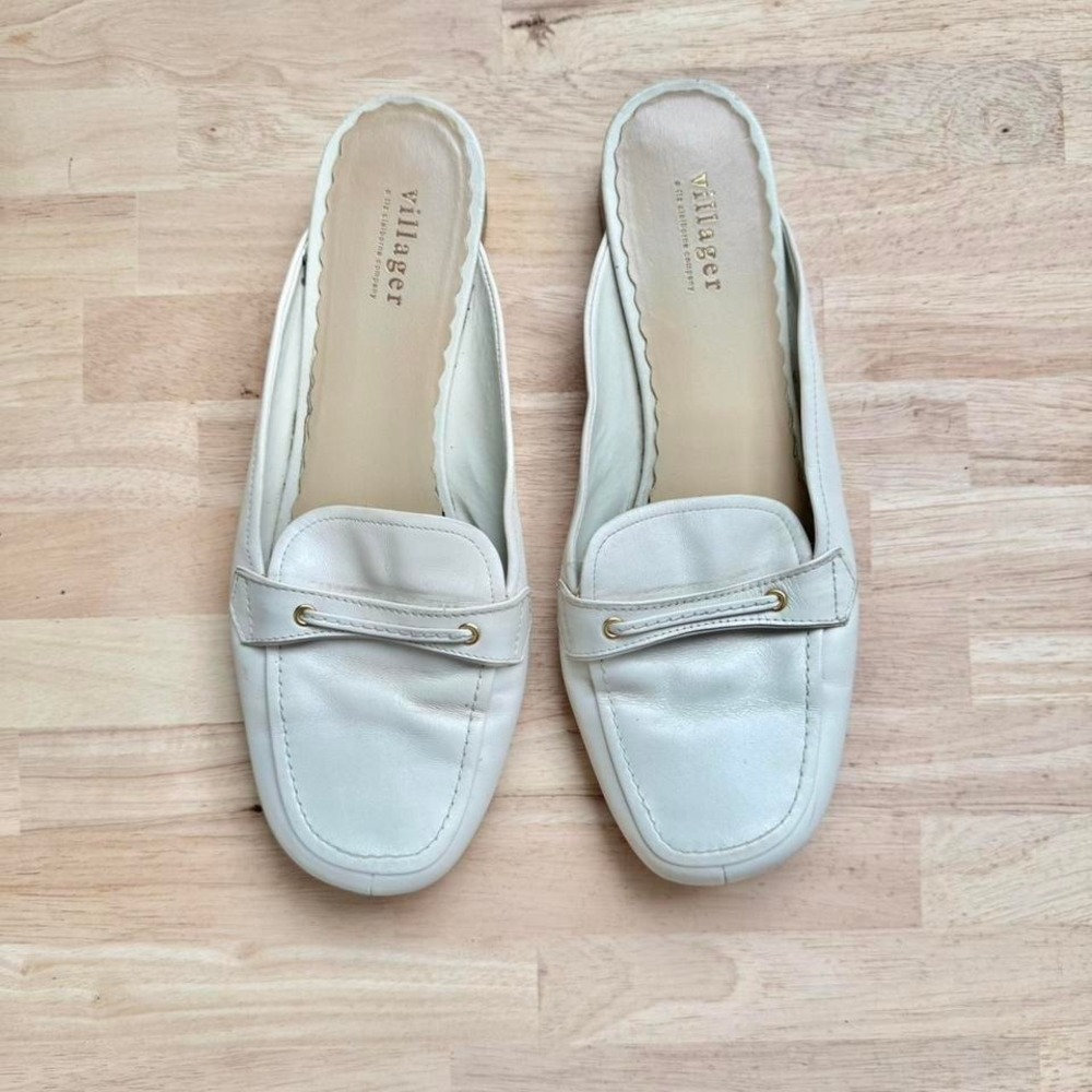Cream Loafer Slide size 11 Liz Claiborne gold ballet flat white 90s